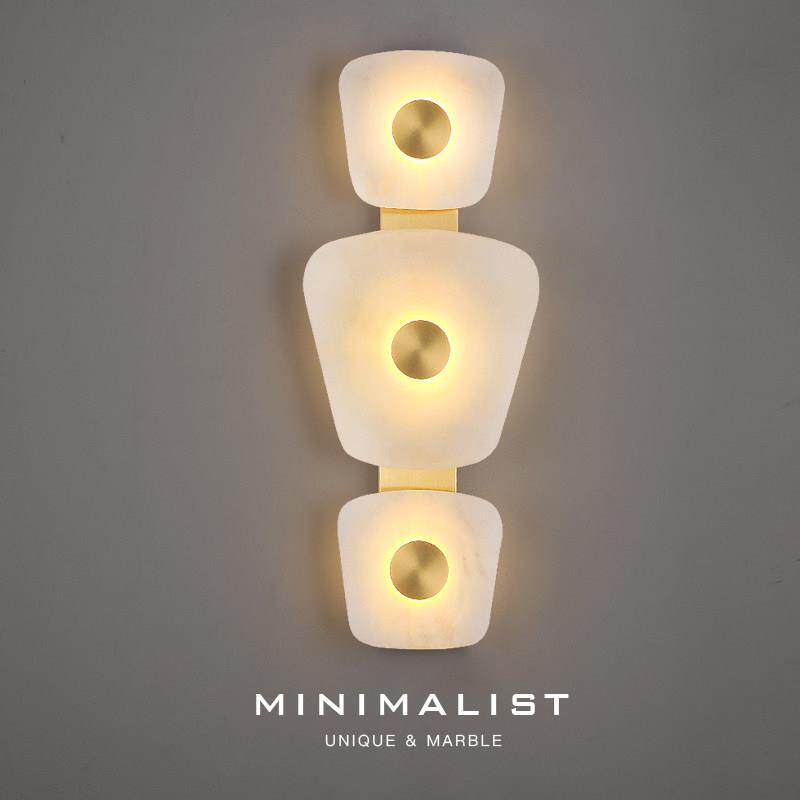 简约后现代全铜天然西班牙云石壁灯高级感客厅背景墙走廊过道灯具