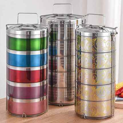 Guosheng Multi-Layer Stainless Steel Double-Layer Insulated Basket/Food Container/Pot for Outdoor Student Lunchbox
