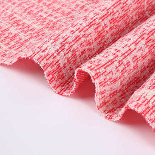 针织面料 30支纬编双面提花布童装 新款 小香风银丝粗针提花面料