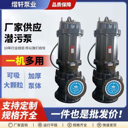 潜污泵定制排污泵无堵塞潜水排污泵高扬程大功率污泥排水泵