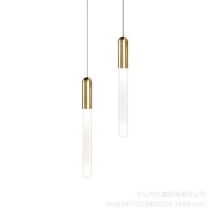 设计师北欧样板房客厅卧室床头柜吧台餐厅餐桌楼梯间长筒条形吊灯