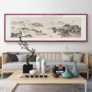 网红新中式客水墨山景画厅挂画沙背墙水上壁画茶室发办公室流水生