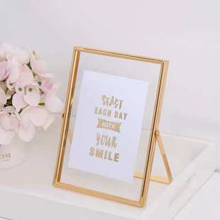 玻璃双面透明金属感摆台相框6六7七8八寸10照片相册架a4