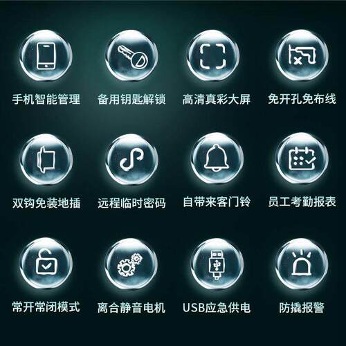 玻璃门密码锁双开门免开孔无有框智能锁办公室指纹锁单门电子门锁