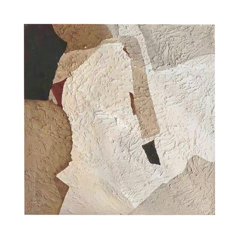 纯手绘立体肌理油画侘寂风现代客厅抽象画玄关装饰画餐厅方形挂画