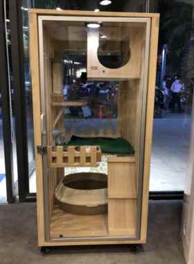 高档实木质猫柜窝舍家用室冬季保暖厚封内加闭式房子猫别笼墅透明