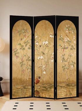 法式复古屏风隔断客厅折叠可移动办公室玄关卧室遮挡折屏中古装饰