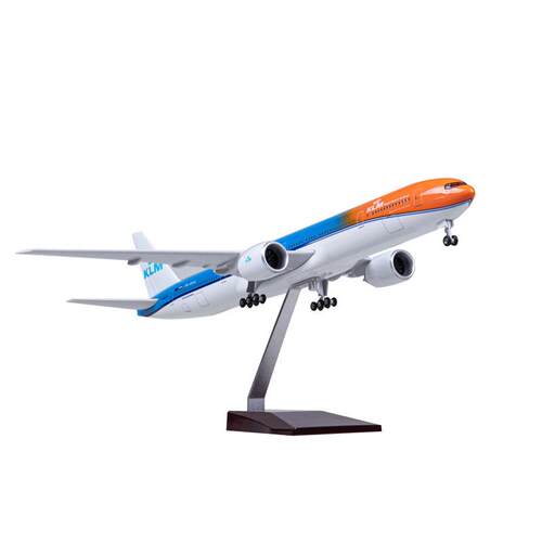 带轮子带灯荷兰航空橙色骄傲波音B777仿真模型飞机民航客机47cm
