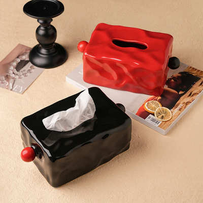 贝汉美中古风高档陶瓷纸巾盒家用高颜值纸抽盒创意客厅高级感摆件