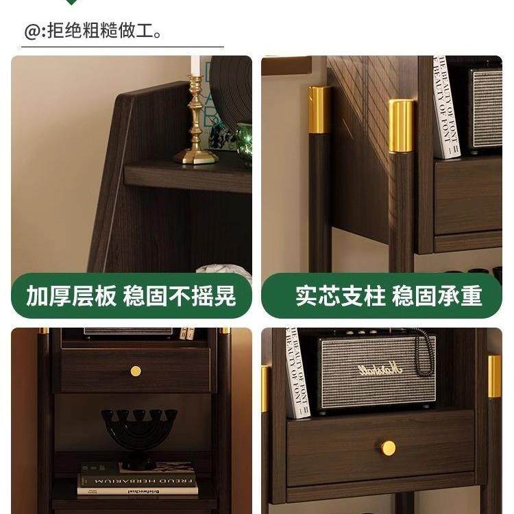 书架置物架落地组合书柜家用收纳边柜儿童美式立柜客厅多层展示柜