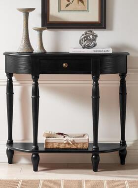 式美实JMH97521木半玄关桌靠墙黑色玄圆柜装饰柜新中式桌子玄关置