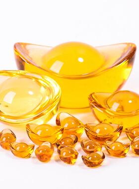 水晶元宝摆件金黄色小元宝家居开业装饰礼品聚宝盆配件工艺品招财