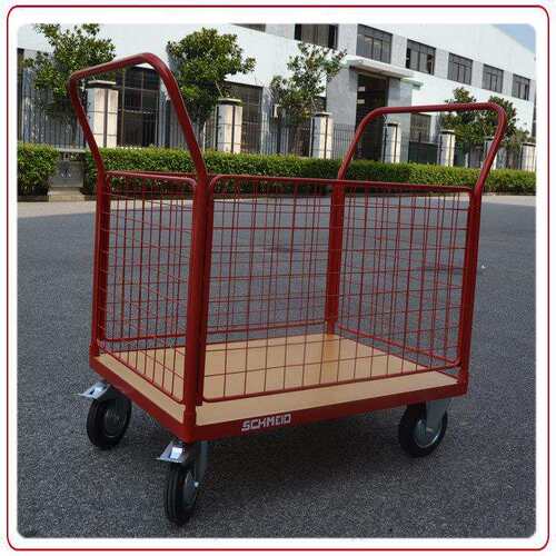 Schmeid/施盾可拆卸护栏平板手推笼车 木板网框推车 电商配货车