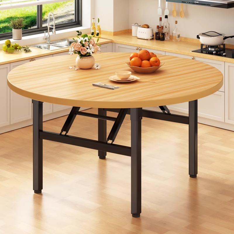 折叠桌餐桌家用小户型吃饭桌子出租房简易饭桌新款现代简约大圆桌