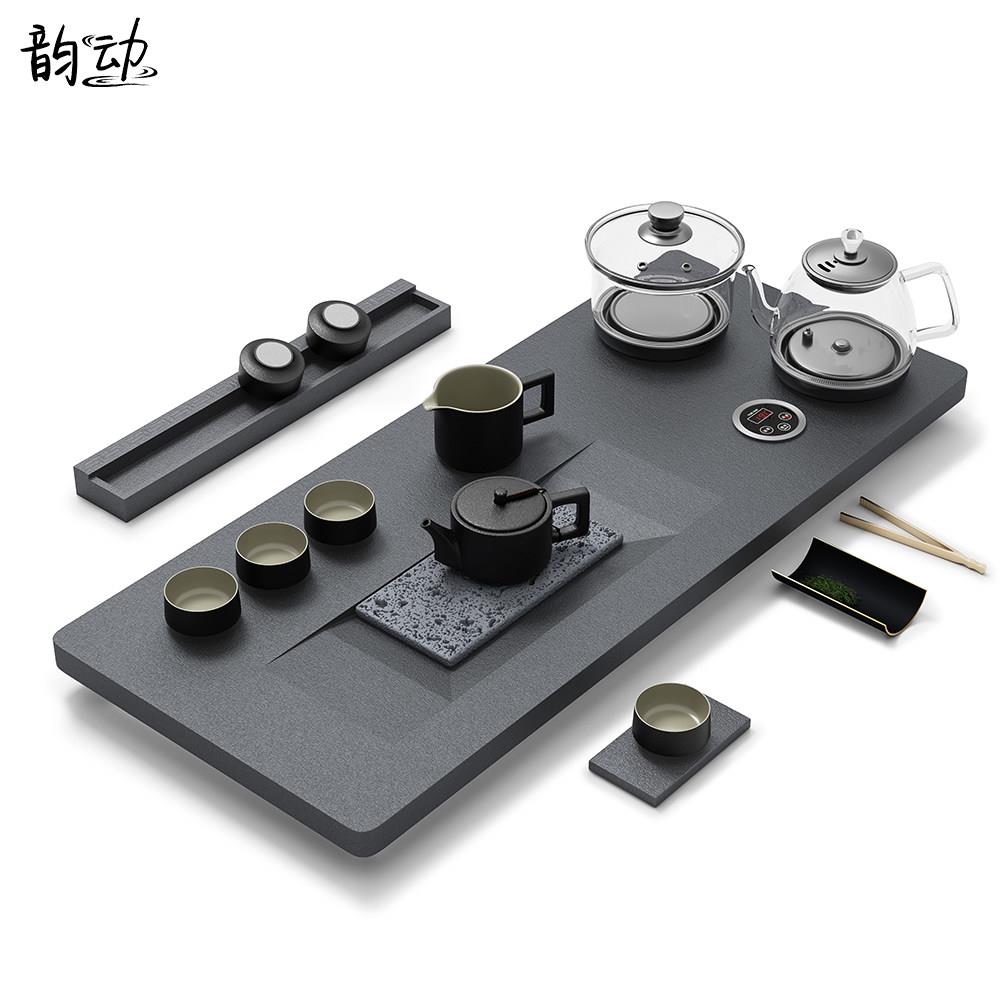 2025新款家用乌金石茶盘套装全自动上水烧水壶一体嵌入式茶台茶具