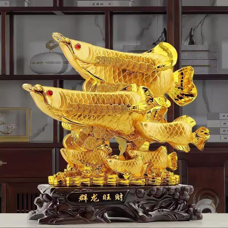 高档群龙旺财金龙鱼摆件办公室家居前台装饰店铺开业送礼工艺礼品