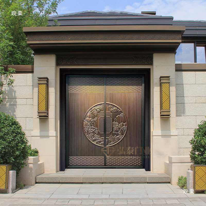 铸铝农村自建房大门进户对开别墅大门双开门入户门中式子母门