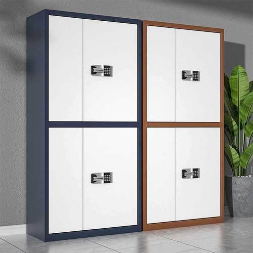 电子密码锁钢制保密柜指纹锁办公双锁矮柜带抽屉文件柜双节保管箱