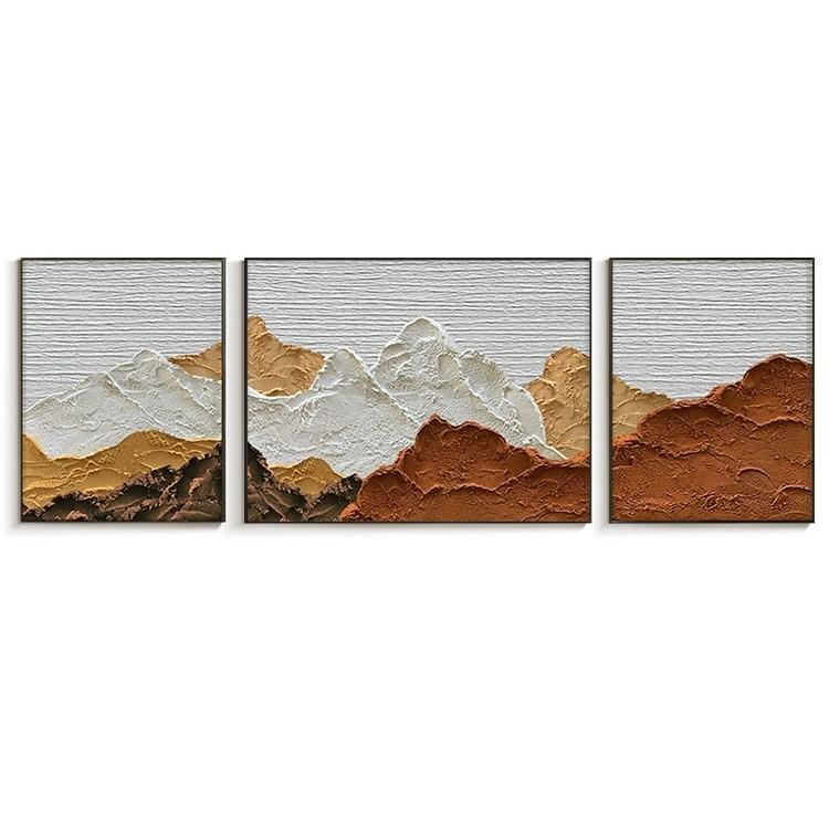 轻奢美式砂岩各类三联客厅纯手绘油画高级抽象沙发背景墙挂画