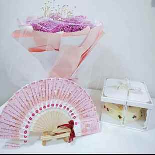 创意红包扇子手工扇子摆件装现金生日情侣礼物折扇节日diy礼物