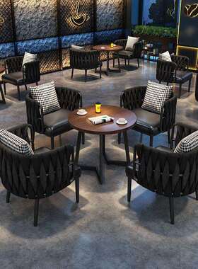 工业风小馆酒咖啡厅椅组休闲甜品奶茶店西sxs6T5J8桌餐厅茶楼沙合