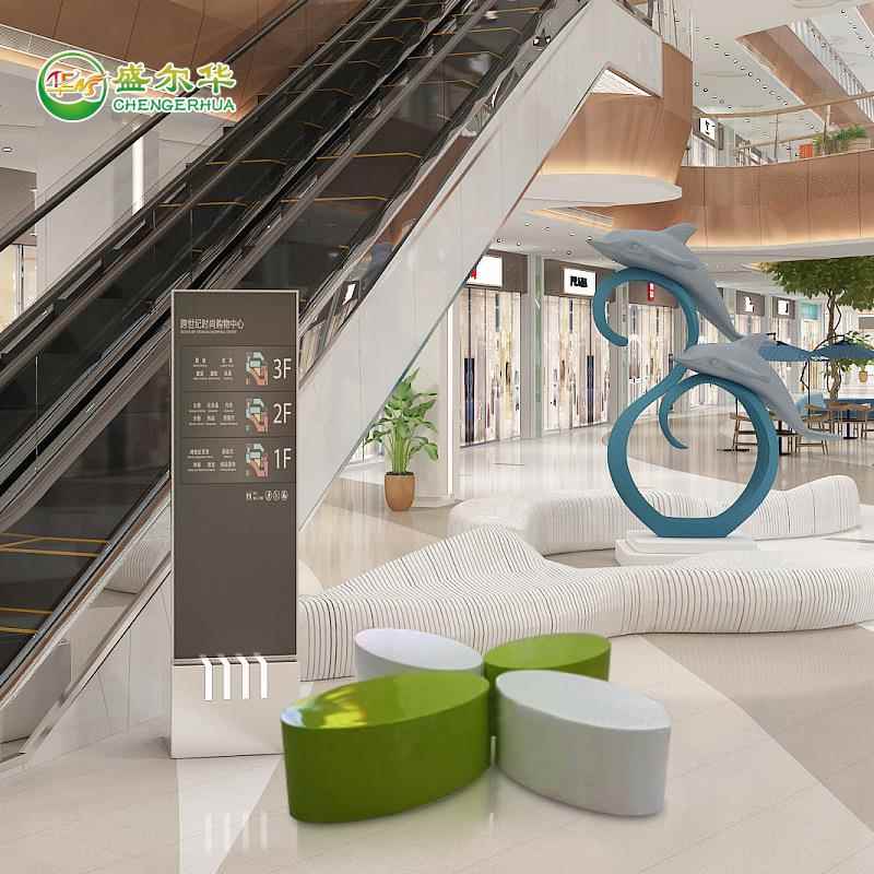 玻璃钢美陈组合休闲圆凳商场公共等候休息椅现代创意座椅摆件