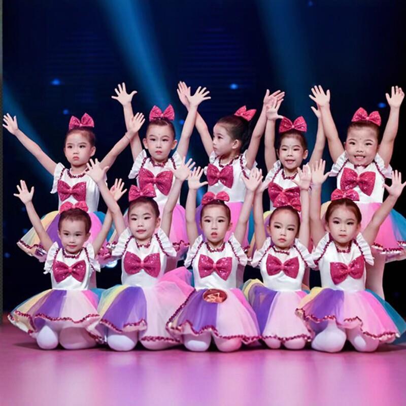 六一儿童演出服七彩蓬蓬裙可爱女童可爱纱裙幼儿园合唱舞蹈公主裙