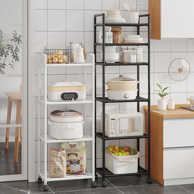 Kitchen Floor Standing Storage Rack Multi-Layer Movable Micr