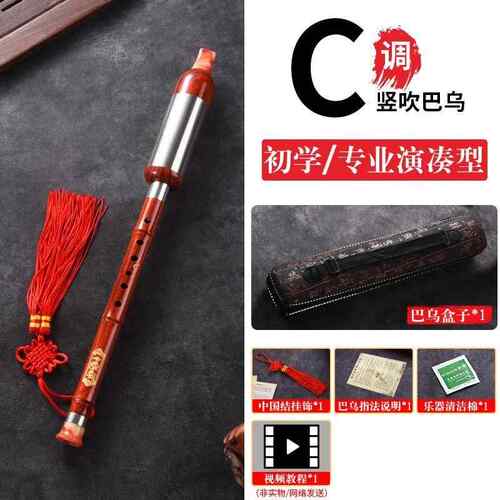 高档巴乌学竖吹仿红木b乐器c调降调儿g调f调a调A成人童小生初学演