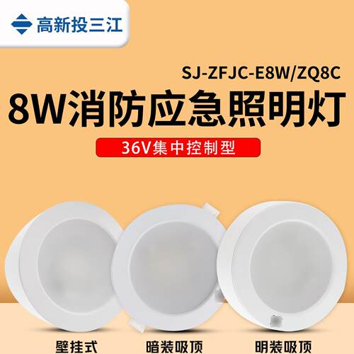 泛海三江集中电源E8W/ZQ8C消防紧急照明灯吸顶/壁挂/嵌入照明灯具