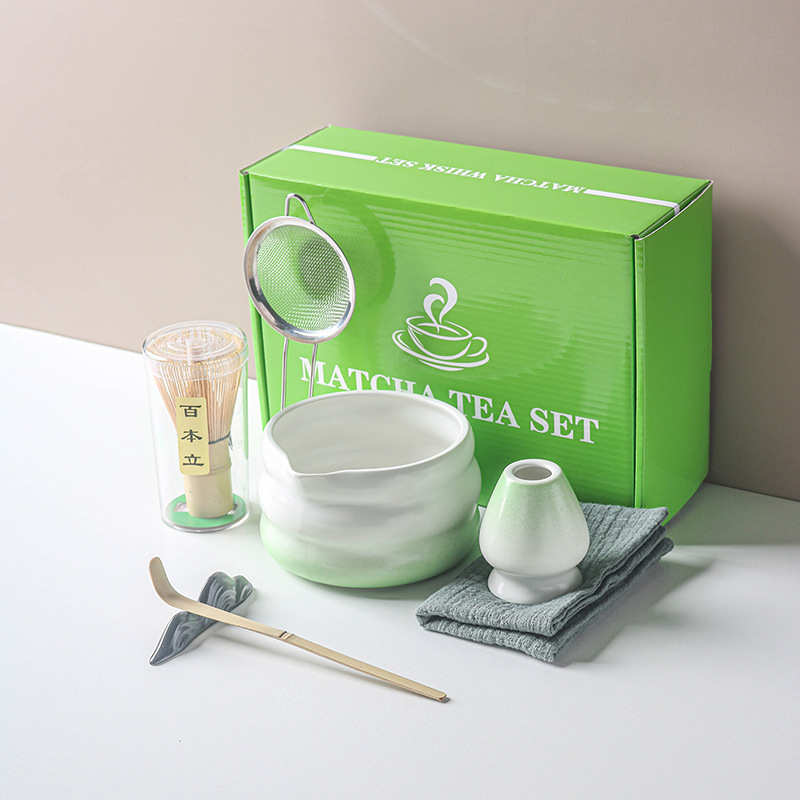 抹茶茶具套装彩盒文化日式茶具套装日式抹茶碗带嘴礼品盒批发