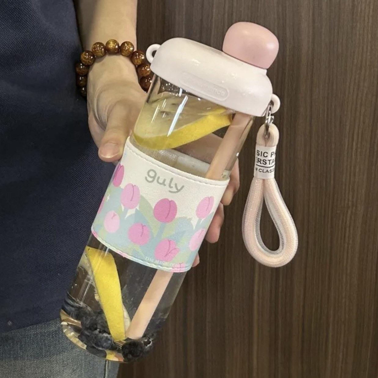 新款小屋子玻璃杯可爱网红水杯便携式手提水杯日系颜值水杯