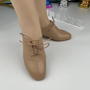 正品真皮女色鞋2025新款春秋鞋单跟系带黑皮鞋粗工作鞋软底软皮妈