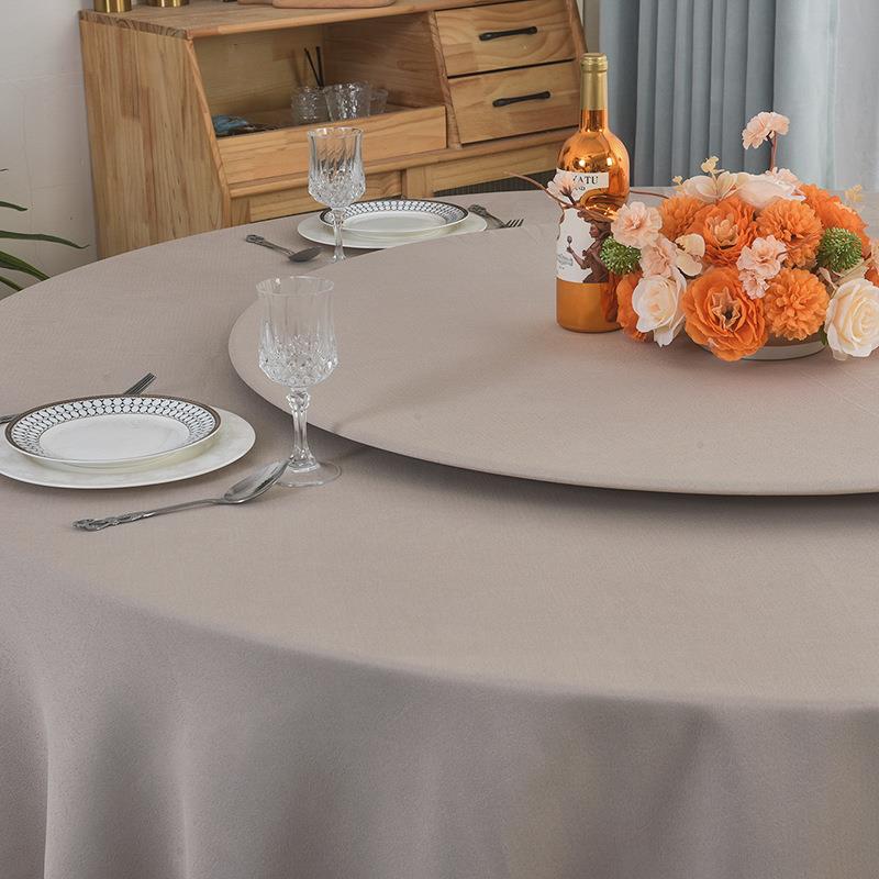 酒店大桌布桌桌餐厅饭店棉布台麻圆形布纯色高档宴会新中式圆布艺