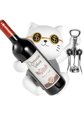 招财猫红酒架客厅酒柜家居装饰品摆件轻奢高档杯架