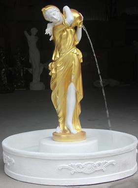 大型欧式流水喷泉人物雕塑户外别墅假山鱼池庭院水景花园装饰摆件