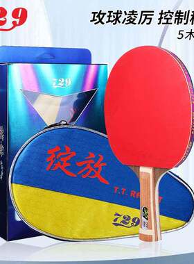 友谊729乒乓球拍快攻弧圈学生初学者双面反胶直拍横拍绽放2060
