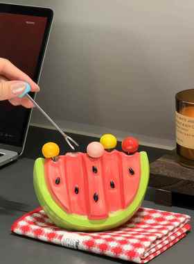 【新家的一百个快递】西瓜水果叉桌面摆件客厅家居装饰品创意礼物