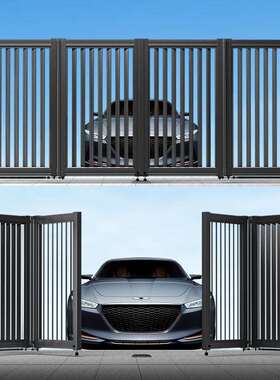 门FSP发光岩板对开铝合庭金院大门院子电动双开门平移铝艺别墅大