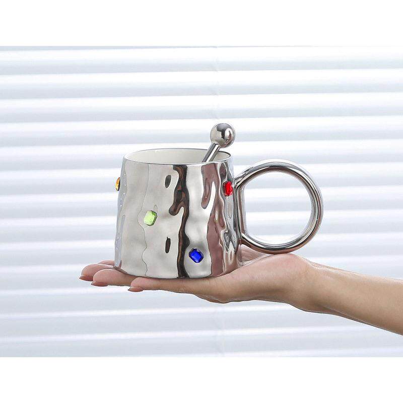 轻奢宝石杯高颜值辣妹风马克杯高级感杯子咖啡杯小众陶瓷杯礼品