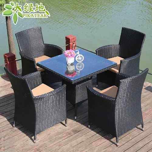 藤椅五件套组合户外桌椅 庭院阳台花园放水防晒家具室外休闲桌椅