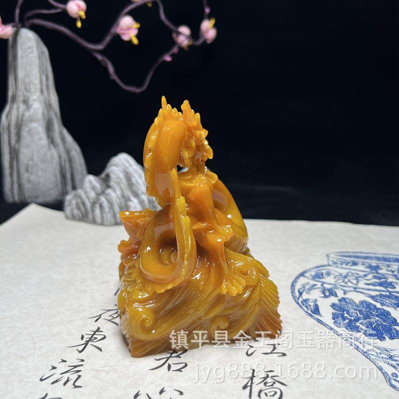 黄仿古寿YNG山石龙章印玉玺摆件树脂仿玉龙祥书云印玺法字画藏书