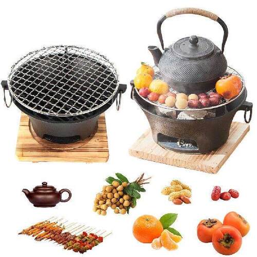 1pc Stainless Steel Barbecue Grill Tabletop Cast Iron