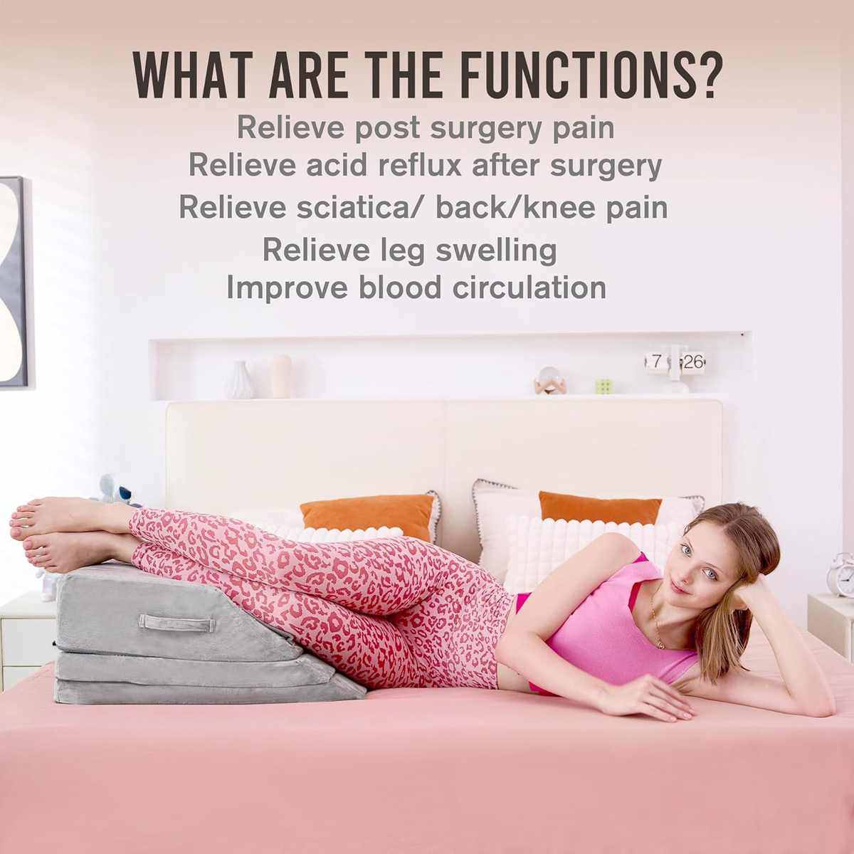 腿部术后腿部棉肿胀支撑床垫抬记忆高度缓解高枕靠枕用睡眠斜三种