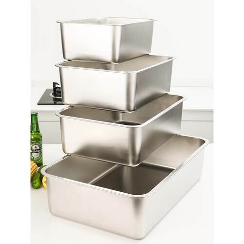 深方盆304不锈钢方板平底猫砂盆蔬菜盆快餐盆部分盆盆托盘