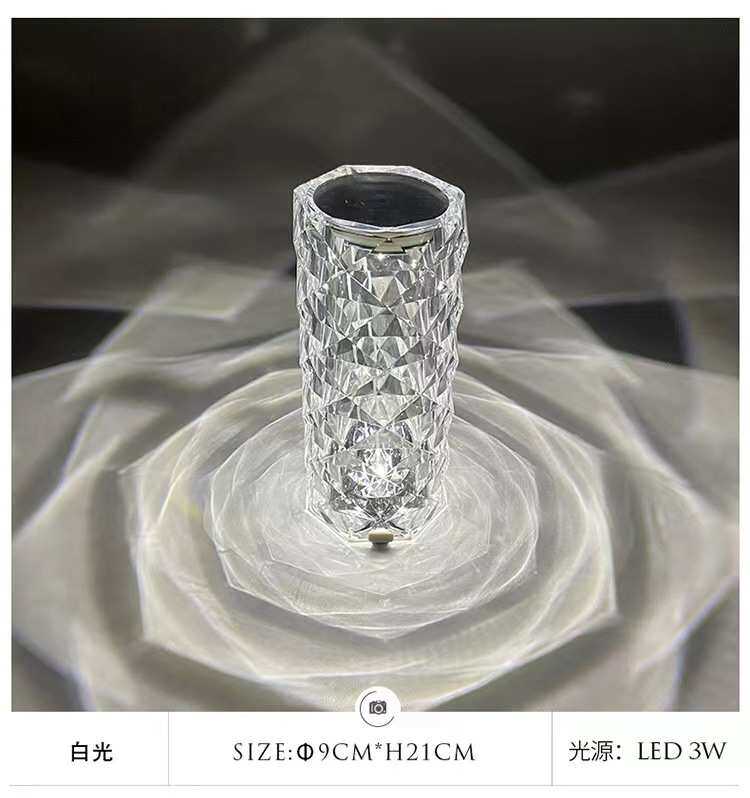 лампа 水晶台灯 卧室房间玫瑰装饰灯 感应插电情调氛围灯浪漫充电小夜灯