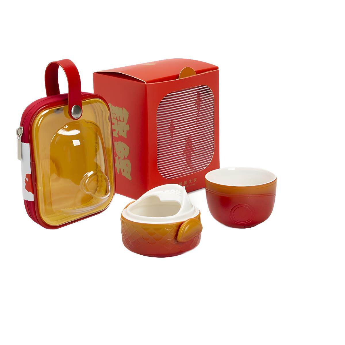 锦鲤快客杯-一壶一杯单人快客杯便携包中式功夫旅行茶具套装伴手