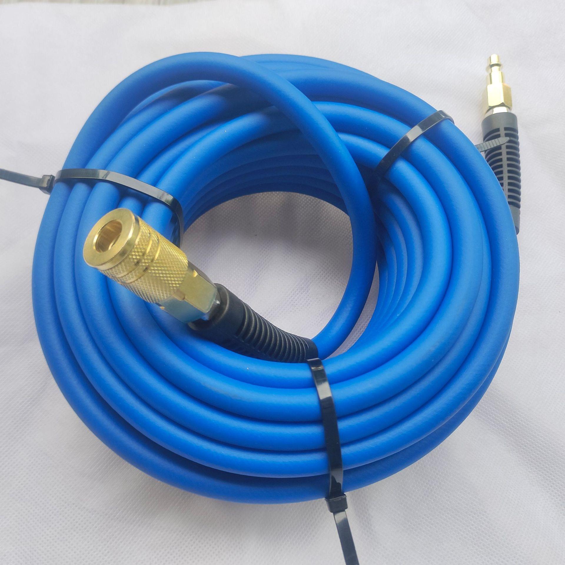 PVC气动软管15米长现货带美式接头1/4NPT蓝色气动空压机高压标准