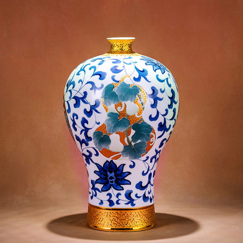 999真金重工手绘花瓶收藏瓷瓶客厅装饰玄关书房轻奢家居高端摆件,家居饰品,花瓶,淘宝优惠券,粉丝福利购,淘宝优惠卷