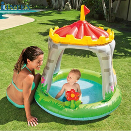 intex蘑菇充气游泳池圆形遮阳家用儿童宝宝，戏水池加厚婴儿浴盆